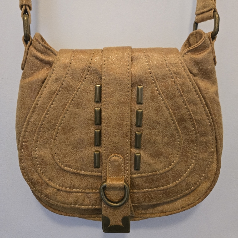 Matt & Natt Yellow/Gold Mini Crossbody  Purse With Brass Accents